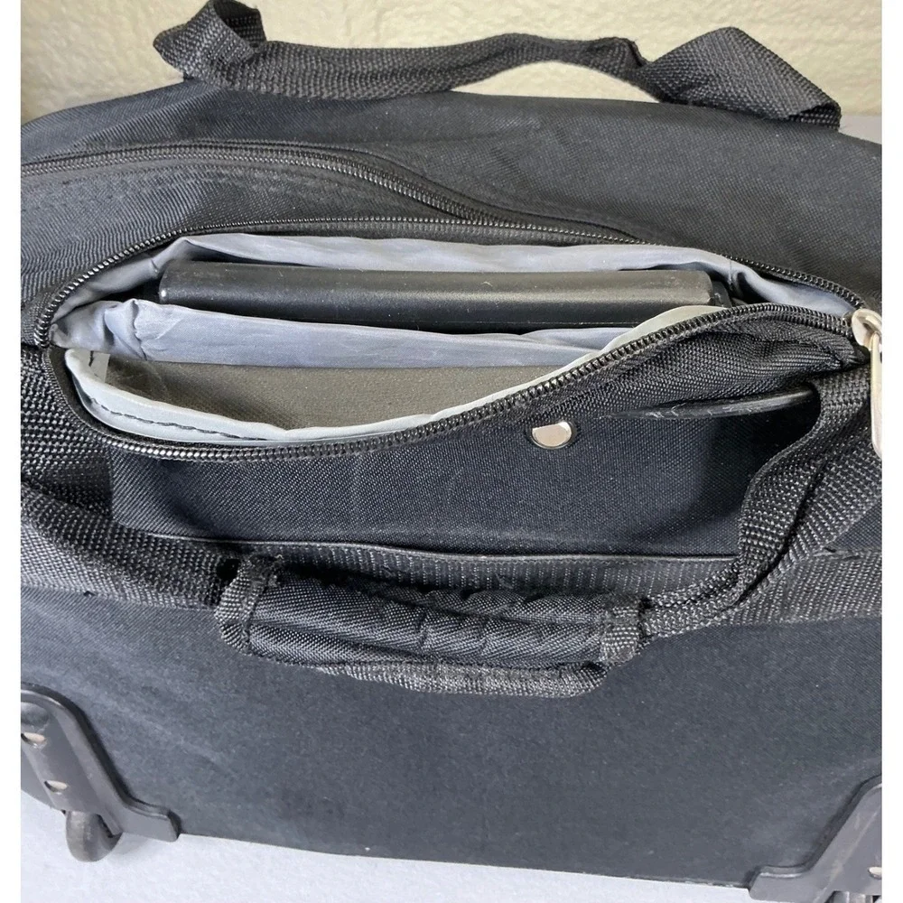 Protege Rolling Travel‎ Carry On Laptop Bag Black Wheeled Luggage Telescopic